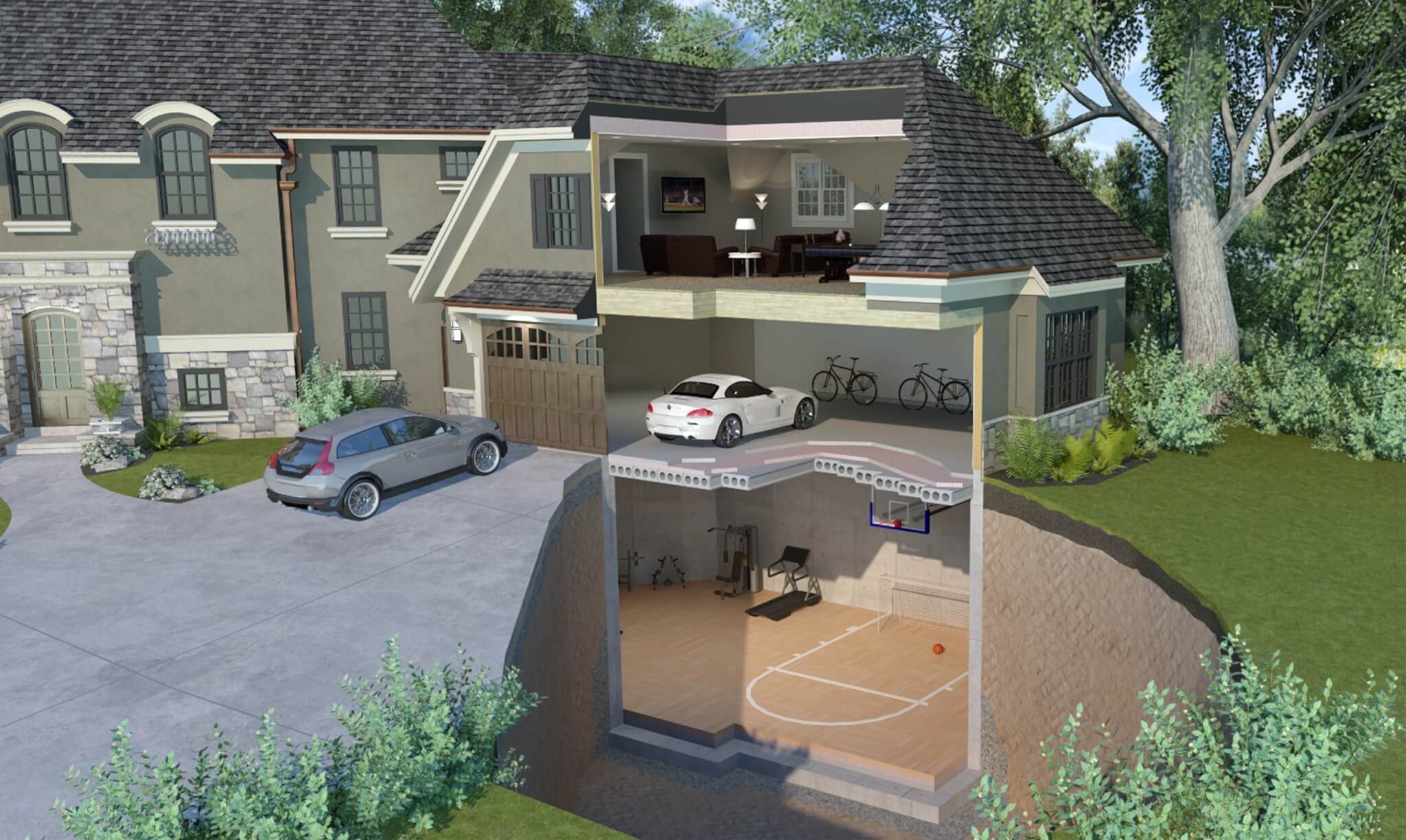 Basement Concrete Garage Beneath basement-concrete-garage-beneath